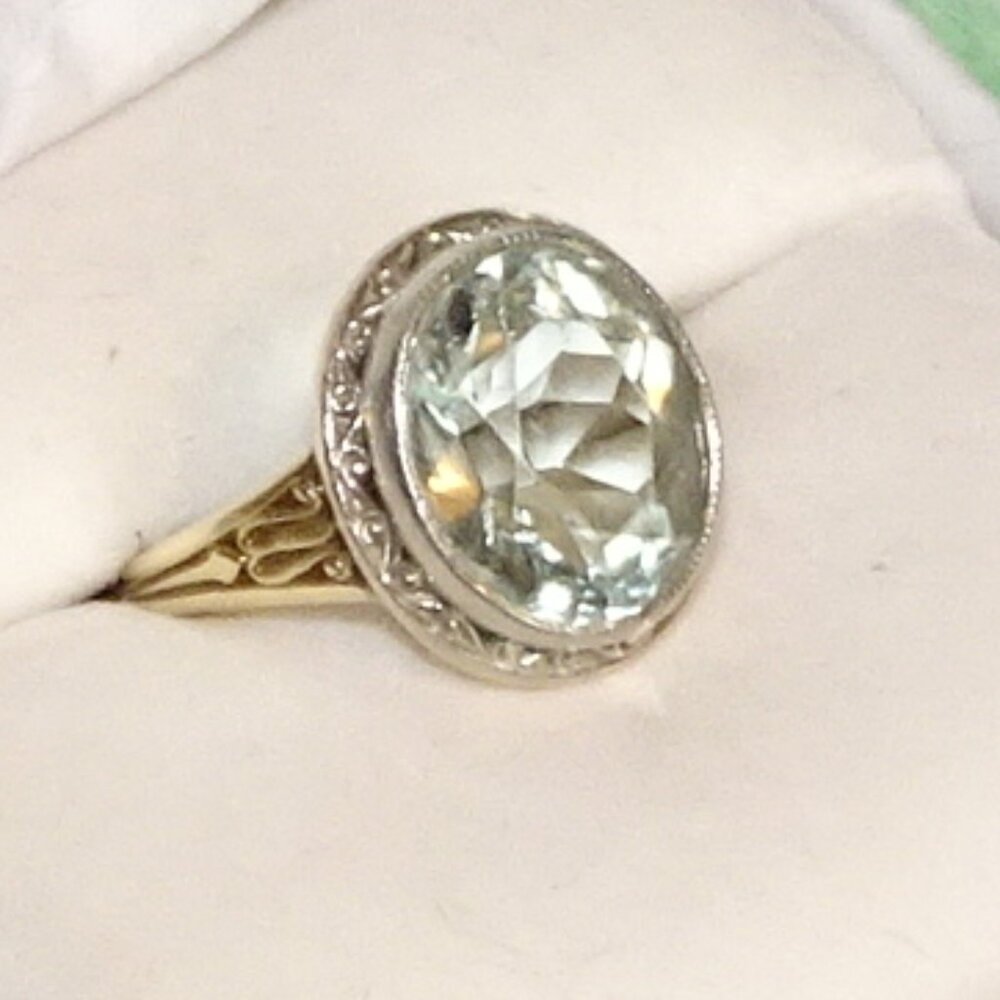 Aquamarine in 14K yellow and white gold